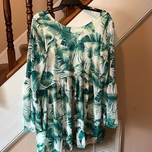 AURA Tropical Palm Tree Print Mini Dress